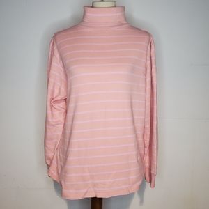 GAP Striped Pink Turtleneck Single Stitch Womens L